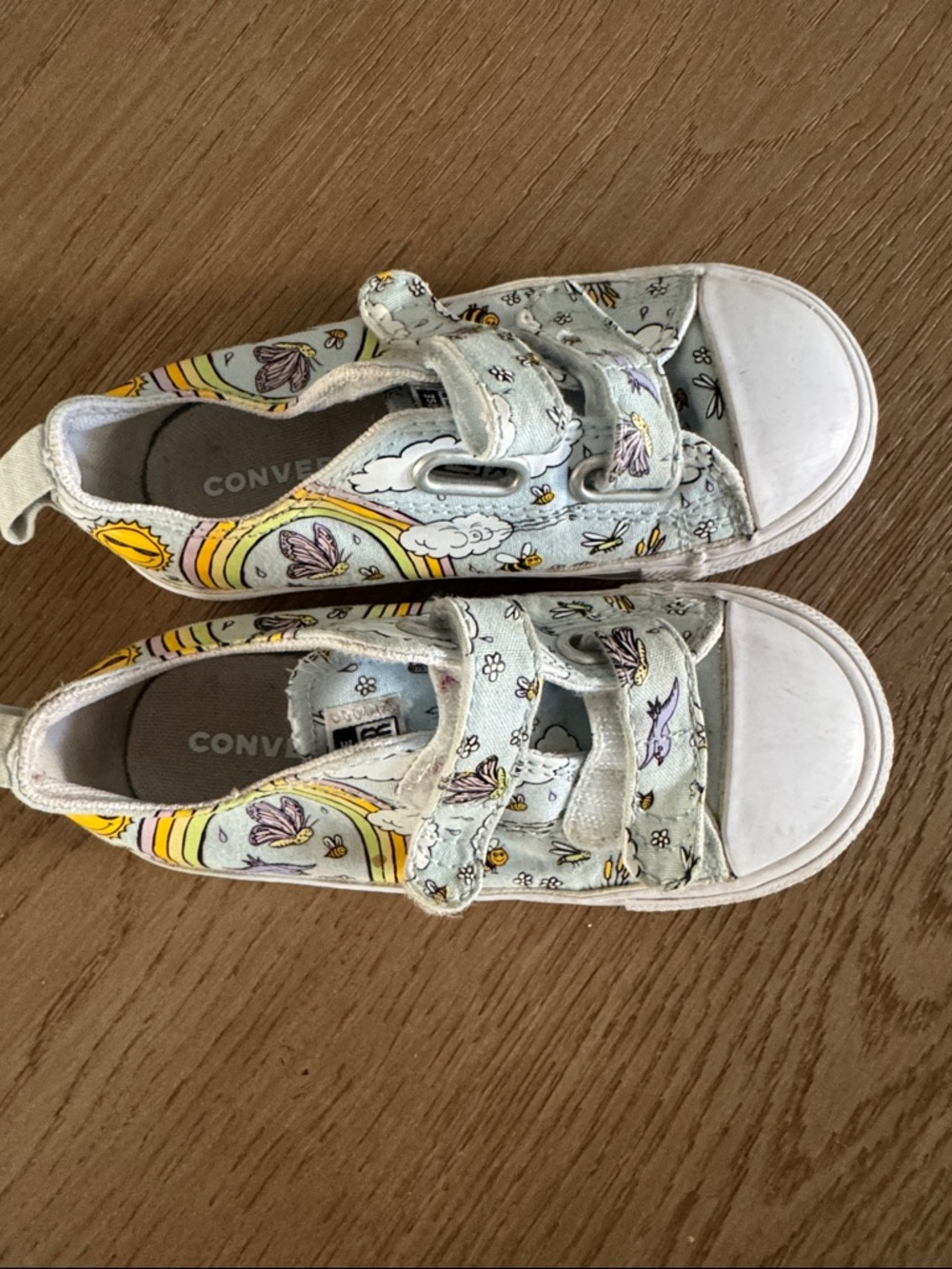 Converse Kids Light Mint Rainbow & Butterfly Velcro Sneakers